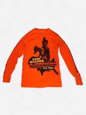 Post Malone U.S. Tour Graphic Long Sleeve Tee - Bright Orange